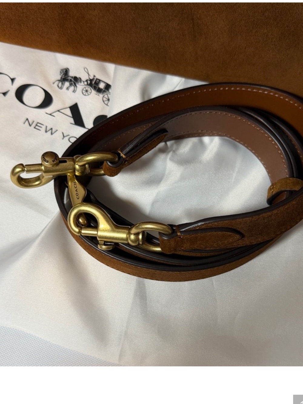 Coach Soft Empire Carryall Bag 40 in Brown Suede Satchel with Pearl Accent Strap - Picture 6 of 15